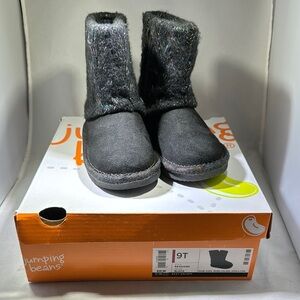 JUMPING BEANS Black Winter Boots w/Sparkly Acrylic Knit and Sturdy Sole -Size 9T